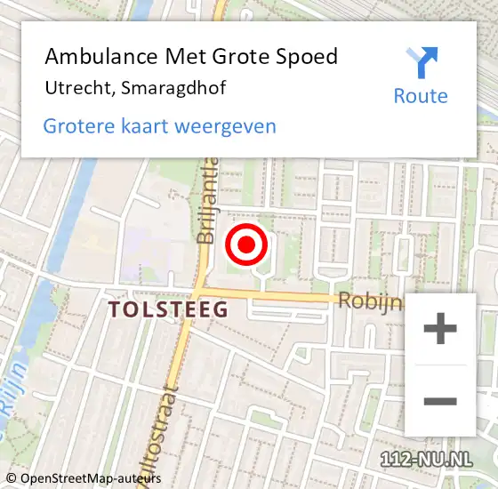 Locatie op kaart van de 112 melding: Ambulance Met Grote Spoed Naar Utrecht, Smaragdhof op 14 juni 2018 12:42