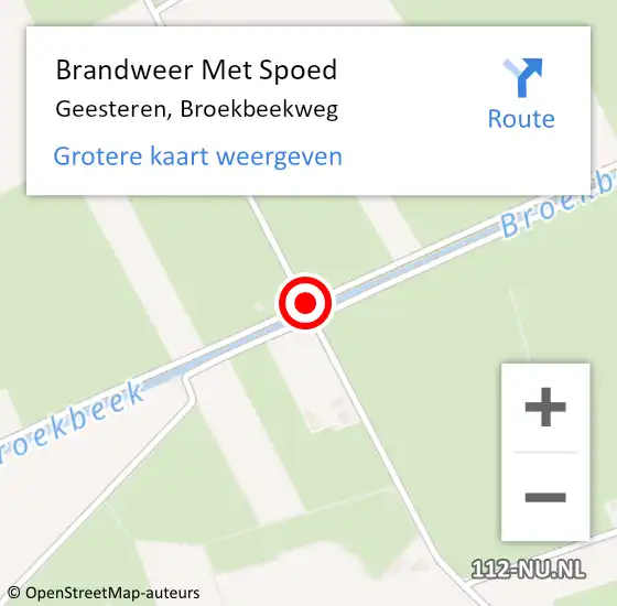 Locatie op kaart van de 112 melding: Brandweer Met Spoed Naar Geesteren, Broekbeekweg op 14 juni 2018 12:48