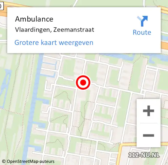 Locatie op kaart van de 112 melding: Ambulance Vlaardingen, Zeemanstraat op 14 juni 2018 13:12
