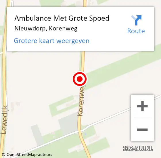 Locatie op kaart van de 112 melding: Ambulance Met Grote Spoed Naar Nieuwdorp, Korenweg op 27 februari 2014 17:06