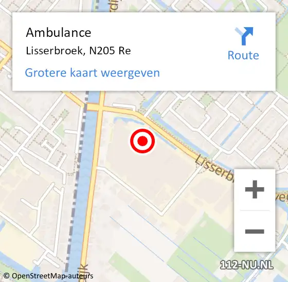 Locatie op kaart van de 112 melding: Ambulance Lisserbroek, N205 Re op 14 juni 2018 13:55
