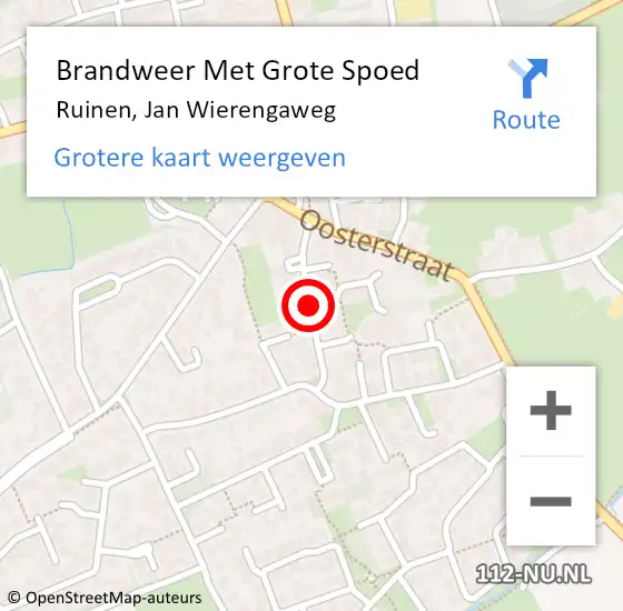 Locatie op kaart van de 112 melding: Brandweer Met Grote Spoed Naar Ruinen, Jan Wierengaweg op 14 juni 2018 14:14