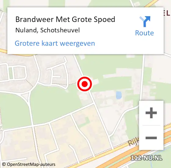 Locatie op kaart van de 112 melding: Brandweer Met Grote Spoed Naar Nuland, Schotsheuvel op 14 juni 2018 14:18