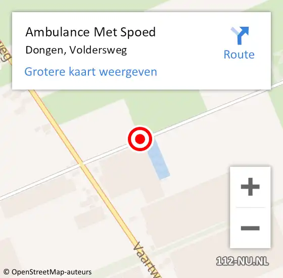 Locatie op kaart van de 112 melding: Ambulance Met Spoed Naar Dongen, Voldersweg op 14 juni 2018 14:35