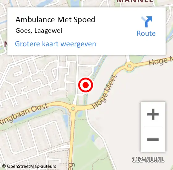 Locatie op kaart van de 112 melding: Ambulance Met Spoed Naar Goes, Laagewei op 14 juni 2018 14:43