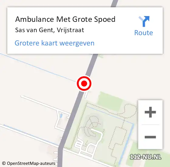 Locatie op kaart van de 112 melding: Ambulance Met Grote Spoed Naar Sas van Gent, Vrijstraat op 14 juni 2018 14:51