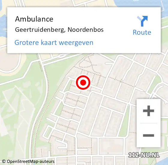 Locatie op kaart van de 112 melding: Ambulance Geertruidenberg, Noordenbos op 14 juni 2018 15:37