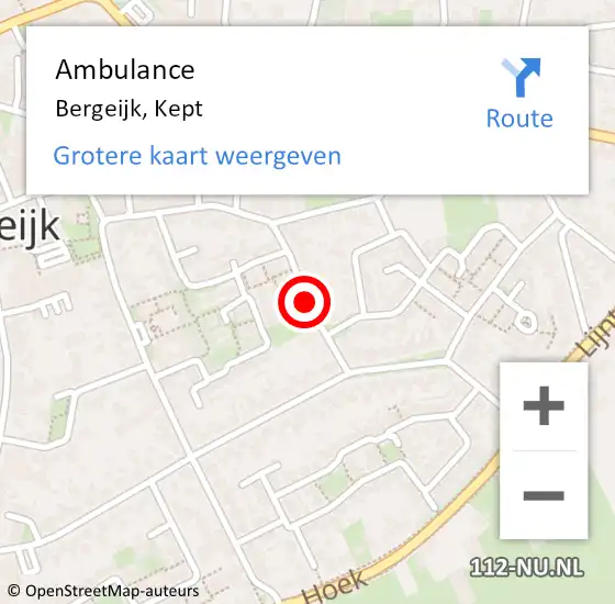 Locatie op kaart van de 112 melding: Ambulance Bergeijk, Kept op 14 juni 2018 15:50