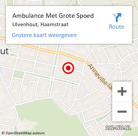 Locatie op kaart van de 112 melding: Ambulance Met Grote Spoed Naar Ulvenhout, Haamstraat op 14 juni 2018 16:22