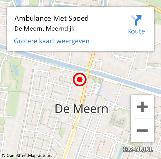 Locatie op kaart van de 112 melding: Ambulance Met Spoed Naar De Meern, Meerndijk op 14 juni 2018 16:49