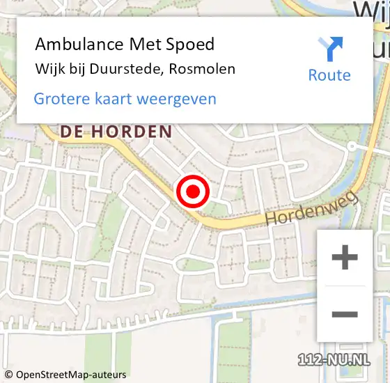 Locatie op kaart van de 112 melding: Ambulance Met Spoed Naar Wijk bij Duurstede, Rosmolen op 14 juni 2018 17:35