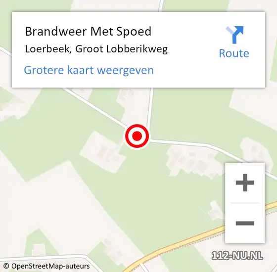 Locatie op kaart van de 112 melding: Brandweer Met Spoed Naar Loerbeek, Groot Lobberikweg op 14 juni 2018 17:45