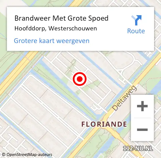 Locatie op kaart van de 112 melding: Brandweer Met Grote Spoed Naar Hoofddorp, Westerschouwen op 14 juni 2018 17:46