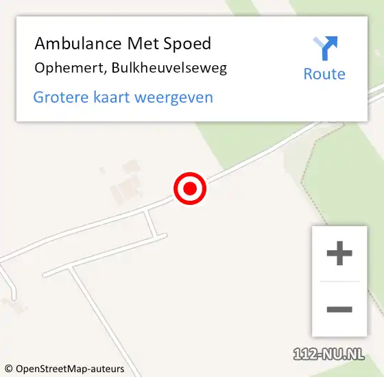 Locatie op kaart van de 112 melding: Ambulance Met Spoed Naar Ophemert, Bulkheuvelseweg op 14 juni 2018 18:13