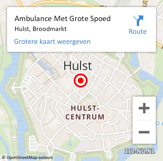 Locatie op kaart van de 112 melding: Ambulance Met Grote Spoed Naar Hulst, Broodmarkt op 14 juni 2018 18:29