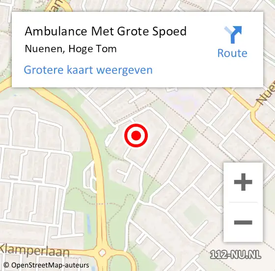 Locatie op kaart van de 112 melding: Ambulance Met Grote Spoed Naar Nuenen, Hoge Tom op 14 juni 2018 19:03