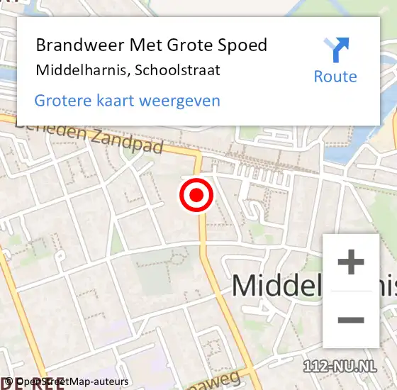 Locatie op kaart van de 112 melding: Brandweer Met Grote Spoed Naar Middelharnis, Schoolstraat op 14 juni 2018 19:15