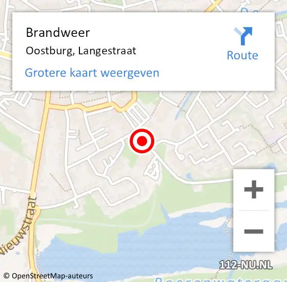 Locatie op kaart van de 112 melding: Brandweer Oostburg, Langestraat op 14 juni 2018 19:30