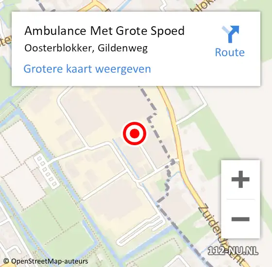 Locatie op kaart van de 112 melding: Ambulance Met Grote Spoed Naar Oosterblokker, Gildenweg op 14 juni 2018 19:50