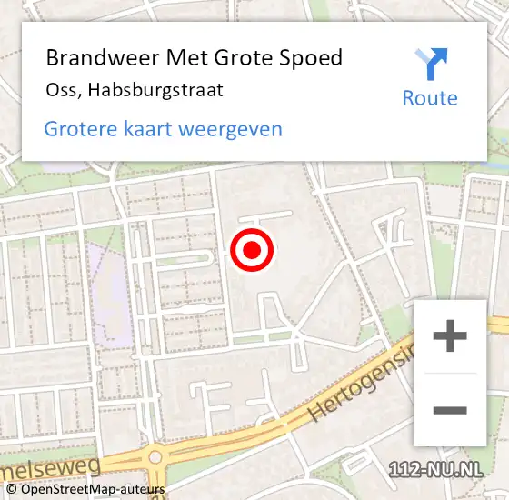 Locatie op kaart van de 112 melding: Brandweer Met Grote Spoed Naar Oss, Habsburgstraat op 14 juni 2018 20:01