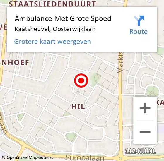 Locatie op kaart van de 112 melding: Ambulance Met Grote Spoed Naar Kaatsheuvel, Oosterwijklaan op 14 juni 2018 20:06