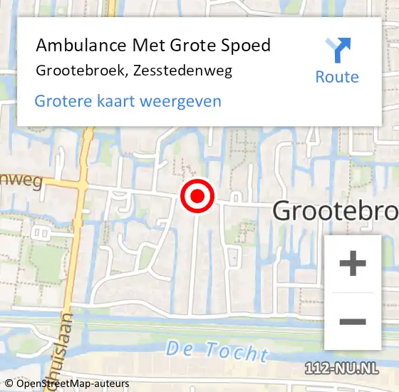 Locatie op kaart van de 112 melding: Ambulance Met Grote Spoed Naar Grootebroek, Zesstedenweg op 14 juni 2018 21:12