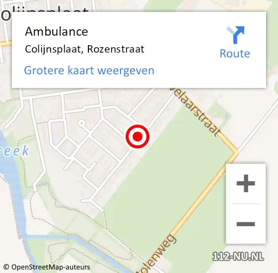 Locatie op kaart van de 112 melding: Ambulance Colijnsplaat, Rozenstraat op 14 juni 2018 21:14