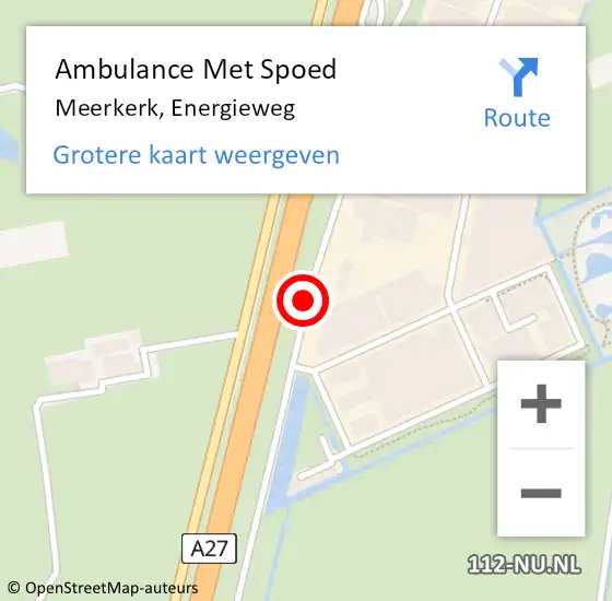 Locatie op kaart van de 112 melding: Ambulance Met Spoed Naar Meerkerk, Energieweg op 14 juni 2018 21:15