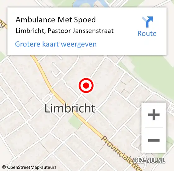 Locatie op kaart van de 112 melding: Ambulance Met Spoed Naar Limbricht, Pastoor Janssenstraat op 27 februari 2014 17:57