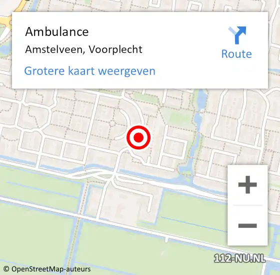 Locatie op kaart van de 112 melding: Ambulance Amstelveen, Voorplecht op 14 juni 2018 21:25