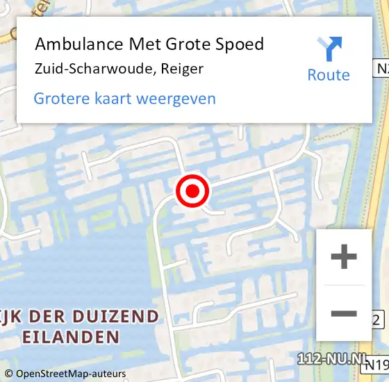 Locatie op kaart van de 112 melding: Ambulance Met Grote Spoed Naar Zuid-Scharwoude, Reiger op 14 juni 2018 21:46