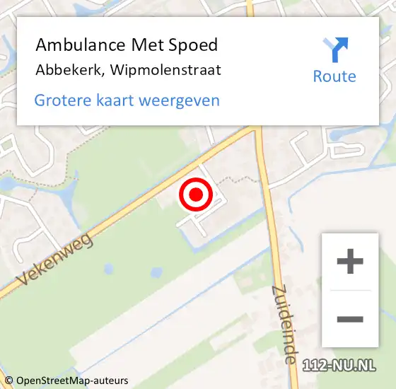 Locatie op kaart van de 112 melding: Ambulance Met Spoed Naar Abbekerk, Wipmolenstraat op 14 juni 2018 22:04