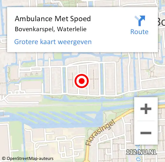 Locatie op kaart van de 112 melding: Ambulance Met Spoed Naar Bovenkarspel, Waterlelie op 14 juni 2018 22:16