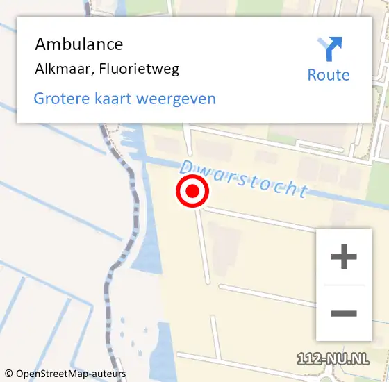 Locatie op kaart van de 112 melding: Ambulance Alkmaar, Fluorietweg op 14 juni 2018 23:14