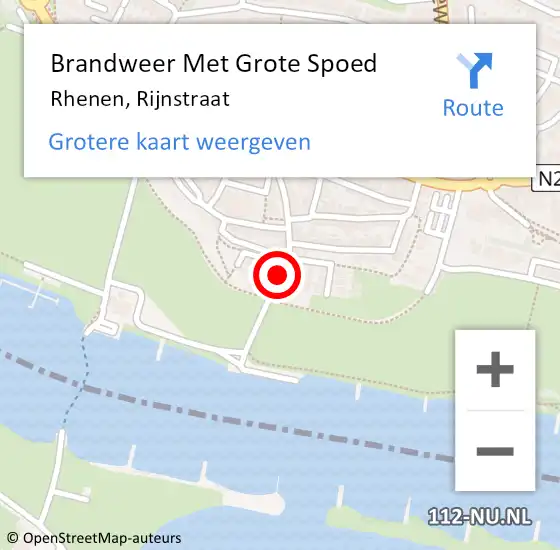 Locatie op kaart van de 112 melding: Brandweer Met Grote Spoed Naar Rhenen, Rijnstraat op 14 juni 2018 23:34