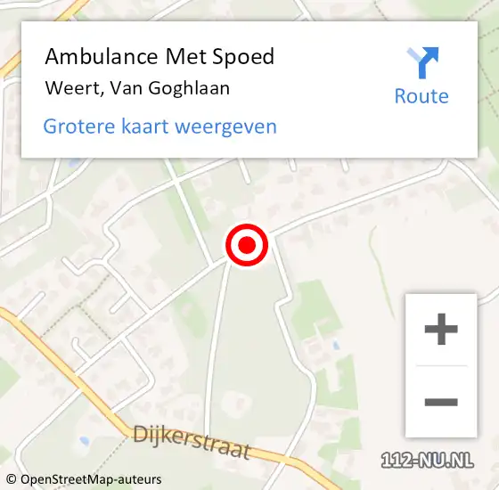 Locatie op kaart van de 112 melding: Ambulance Met Spoed Naar Weert, Van Goghlaan op 15 juni 2018 01:38