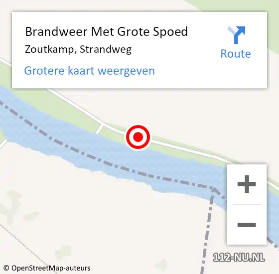 Locatie op kaart van de 112 melding: Brandweer Met Grote Spoed Naar Zoutkamp, Strandweg op 15 juni 2018 02:49