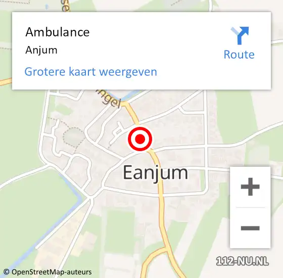 Locatie op kaart van de 112 melding: Ambulance Anjum op 15 juni 2018 03:00