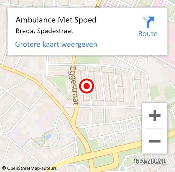 Locatie op kaart van de 112 melding: Ambulance Met Spoed Naar Breda, Spadestraat op 27 februari 2014 18:13