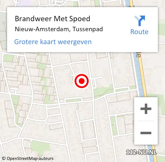 Locatie op kaart van de 112 melding: Brandweer Met Spoed Naar Nieuw-Amsterdam, Tussenpad op 23 september 2013 20:10