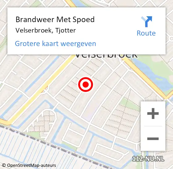 Locatie op kaart van de 112 melding: Brandweer Met Spoed Naar Velserbroek, Tjotter op 15 juni 2018 08:05