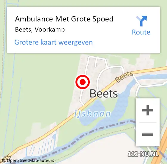 Locatie op kaart van de 112 melding: Ambulance Met Grote Spoed Naar Beets, Voorkamp op 15 juni 2018 08:49