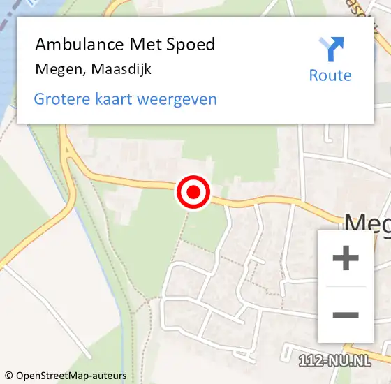 Locatie op kaart van de 112 melding: Ambulance Met Spoed Naar Megen, Maasdijk op 15 juni 2018 09:20