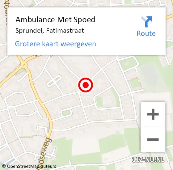 Locatie op kaart van de 112 melding: Ambulance Met Spoed Naar Sprundel, Fatimastraat op 15 juni 2018 09:52