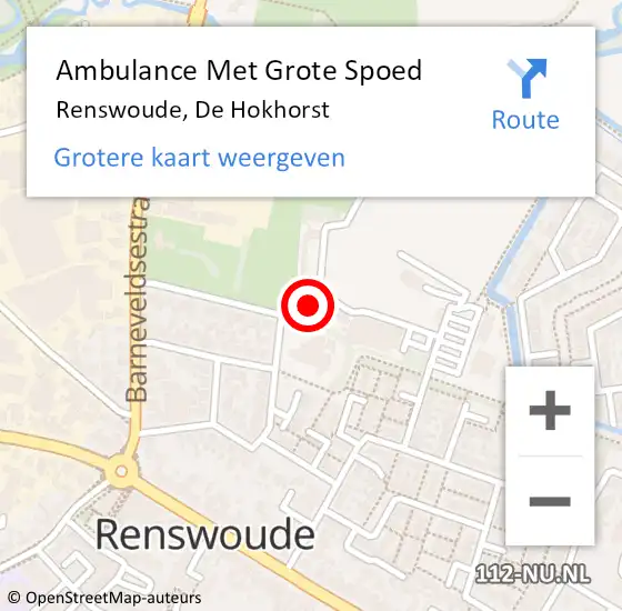 Locatie op kaart van de 112 melding: Ambulance Met Grote Spoed Naar Renswoude, De Hokhorst op 15 juni 2018 10:44