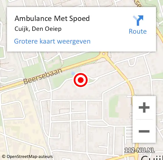 Locatie op kaart van de 112 melding: Ambulance Met Spoed Naar Cuijk, Den Oeiep op 15 juni 2018 11:05