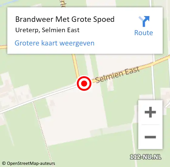 Locatie op kaart van de 112 melding: Brandweer Met Grote Spoed Naar Ureterp, Selmien East op 15 juni 2018 12:02