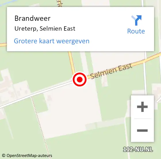 Locatie op kaart van de 112 melding: Brandweer Ureterp, Selmien East op 15 juni 2018 12:05