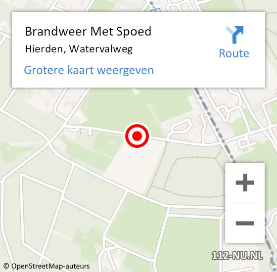 Locatie op kaart van de 112 melding: Brandweer Met Spoed Naar Hierden, Watervalweg op 15 juni 2018 12:39
