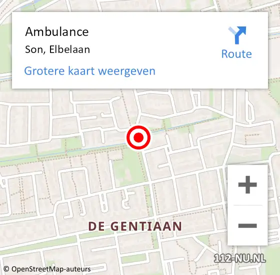 Locatie op kaart van de 112 melding: Ambulance Son, Elbelaan op 15 juni 2018 12:50